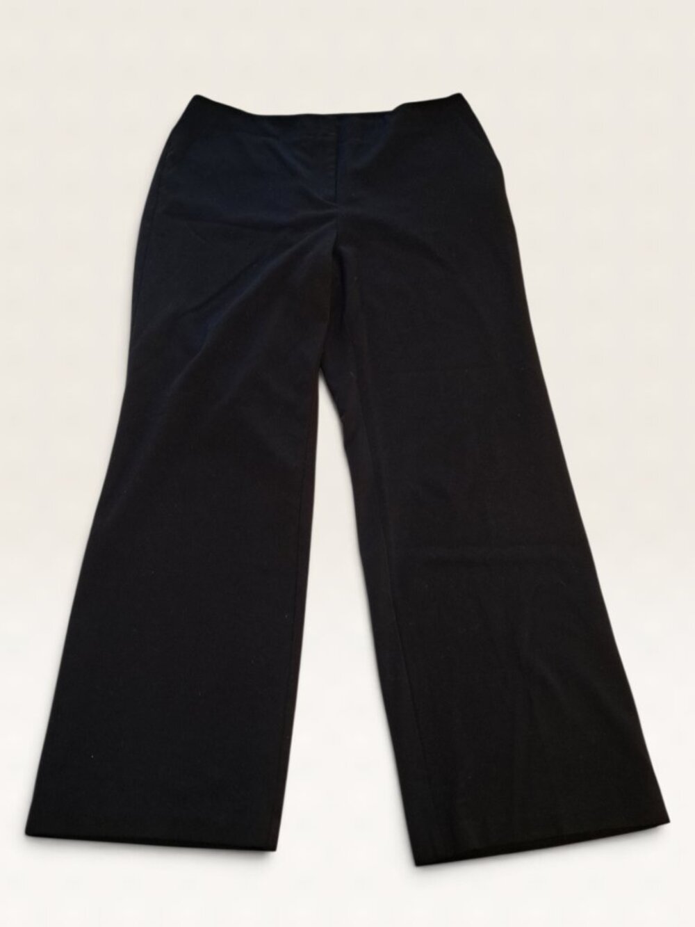 Chicos Size 2 Womens L 12 Black Wide Leg Pull On Dress Pants Trousers Stretch